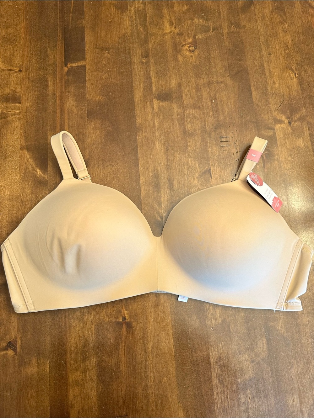 Cacique Lightly Lined T Shirt Bra 46D Wire Free Comfy Beige NEW *Small Flaw